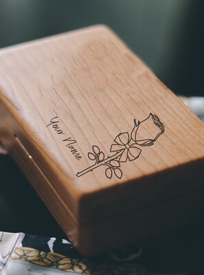 Exquisite Cherry Jewelry Box, Engraved Rose Jewelry Box, Personalized Name Jewelry Box, Birthday Gift for Her, Anniversary Gift Jewelry Box - image5